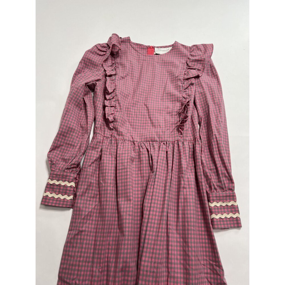 IQ Collection Gingham Maxi Dress in Pink with Scarf - Picture 3 of 4